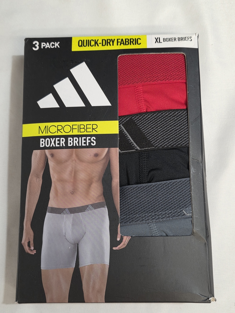 adidas 3-Pack Microfiber Boxer Briefs Mens Size XL Tagless Areoready